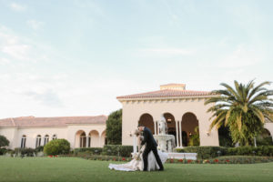 Tampa Wedding Venue Avila Golf & Country Club | Bride and Groom Outdoor Fountain Portrait | Tampa Bay Wedding Photographer Lifelong Photography Studio