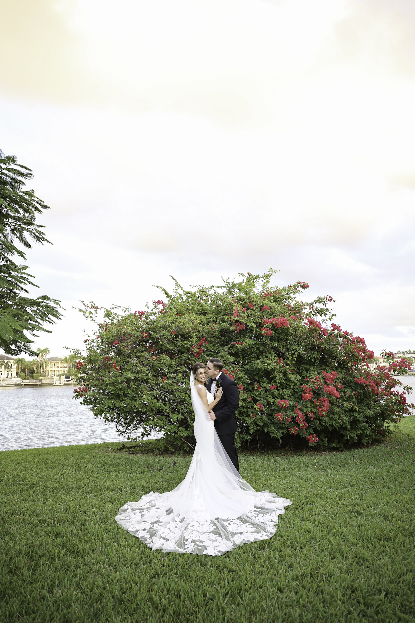 Outdoor Sunset Bride and Groom Wedding Portrait | Wedding Photographer Lifelong Photography Studio | Tampa Wedding Venue Davis Islands Garden Club