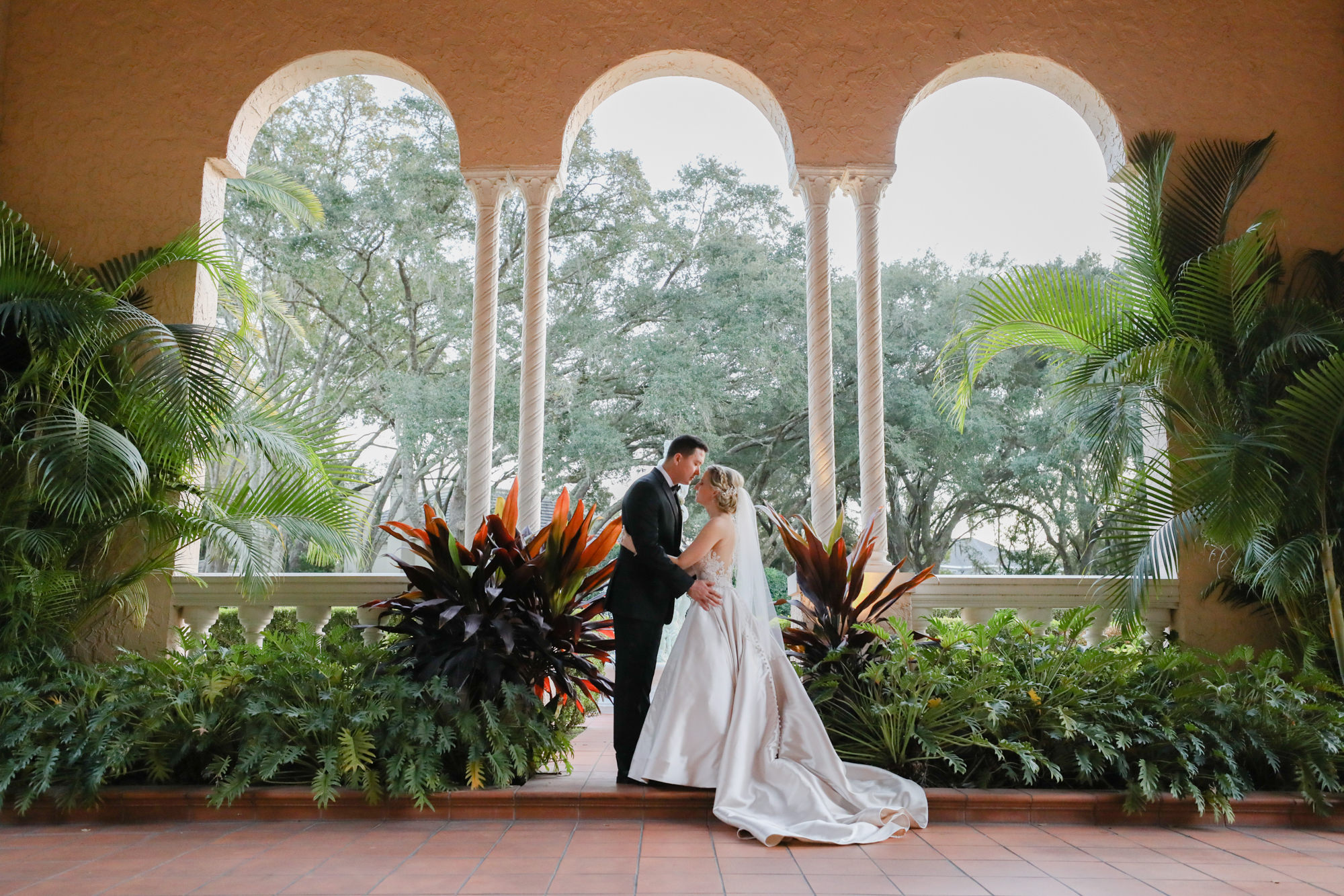 Bride and Groom Outdoor Garden Wedding Portrait | Tampa Bay Wedding Photographer Lifelong Photography Studio | Tampa Wedding Venue Avila Golf & Country Club
