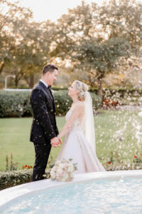 Tampa Wedding Venue Avila Golf & Country Club | Bride and Groom Outdoor Fountain Portrait | Tampa Bay Wedding Photographer Lifelong Photography Studio