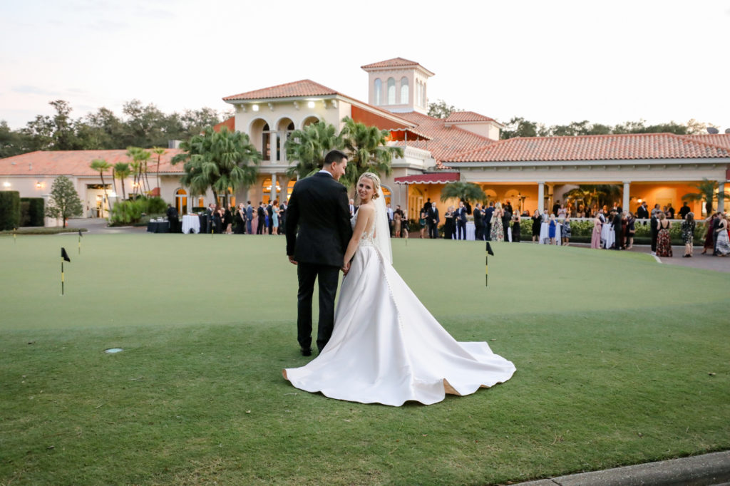 Bride and Groom Outdoor Golf Course Putting Green Wedding Photo | | Photographer Lifelong Photography Studio | Tampa Wedding Venue Avila Golf & Country Club |