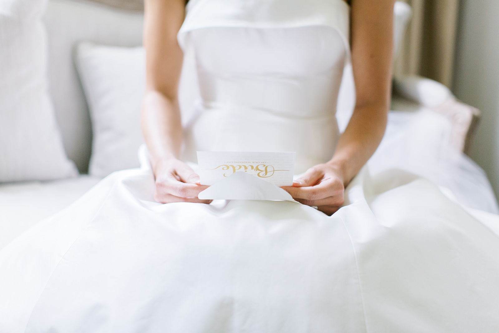 Tampa Bride Reading Letter From Groom Getting Wedding Ready Portrait