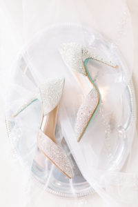 Bridal Rhinestone Pointed Toe with Blue Bottom Wedding Heel Shoes | Tampa Wedding Photographer Shauna and Jordon Photography