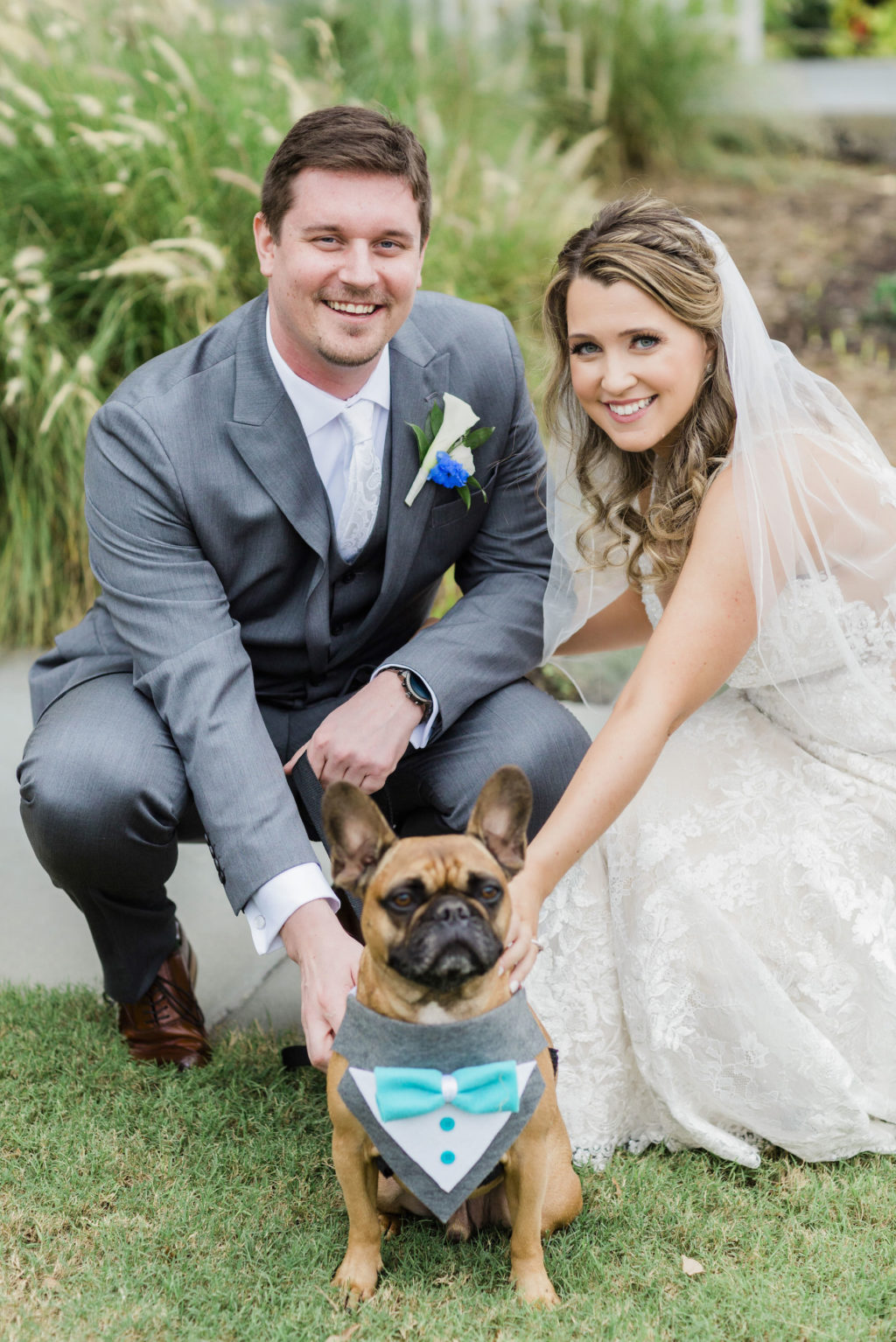 Bride and Groom Wedding Portraits with Pet Dog | Wedding Dog of Honor | Dog Wedding Bandana Bow Tie | Wedding Dog of Honor | Dog Bandana Bow Tie | Tampa Bay Pet Planner Fairytail Pet Care