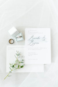 Simple Classic Wedding Invitation Stationery Suite with Dusty Blue Grey Calligraphy