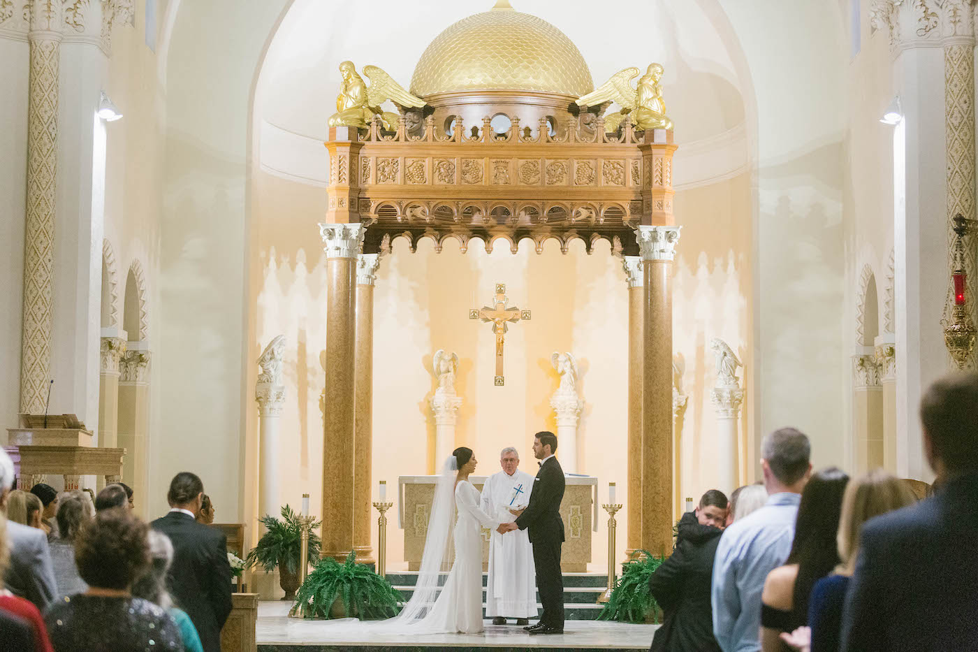Florida Bride and Groom Exchange Vows in Traditional Matrimony Mass | Florida Wedding Venue St. Mary Our Lady of Grace Catholic Church | Tampa Bay Wedding Planner Parties A'La Carte