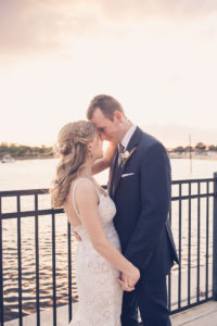 Bride and Groom Outdoor Waterfront Sunset Portraits in Downtown Tampa | Tampa Wedding Photographer Luxe Light Images | Tampa Wedding Hair and Makeup Femme Akoi Beauty Studio