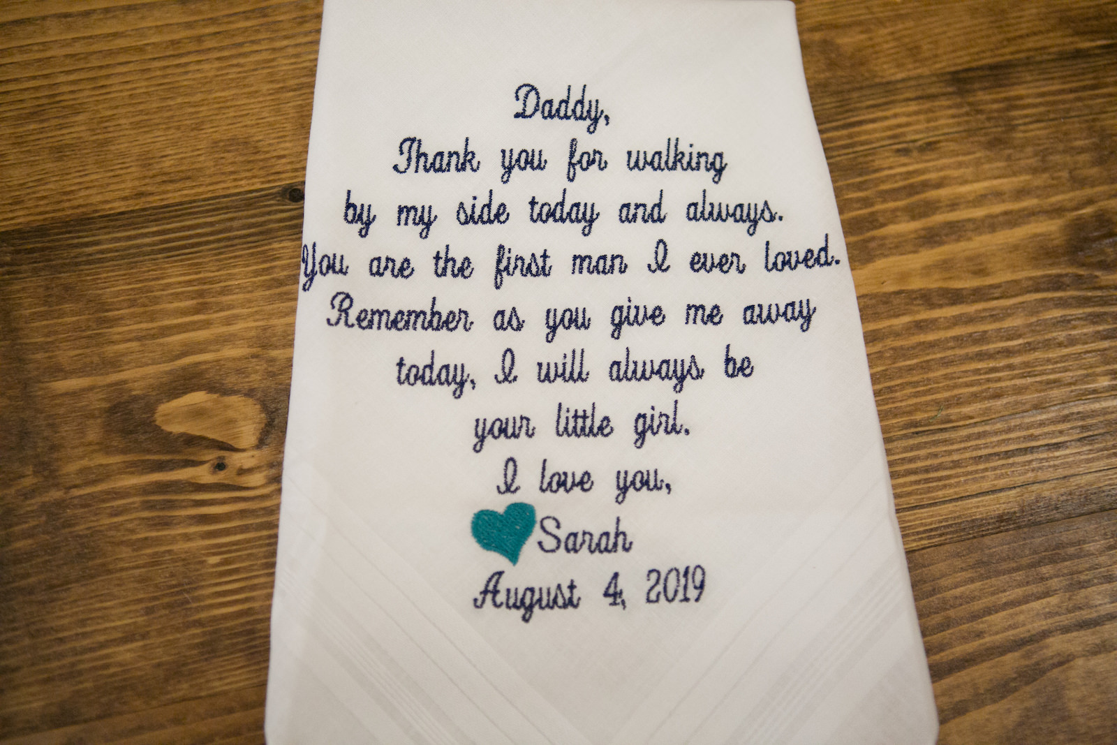 Personalized Wedding Handkerchief for Dad from Bride | Wedding Photographer Carrie Wildes Photography
