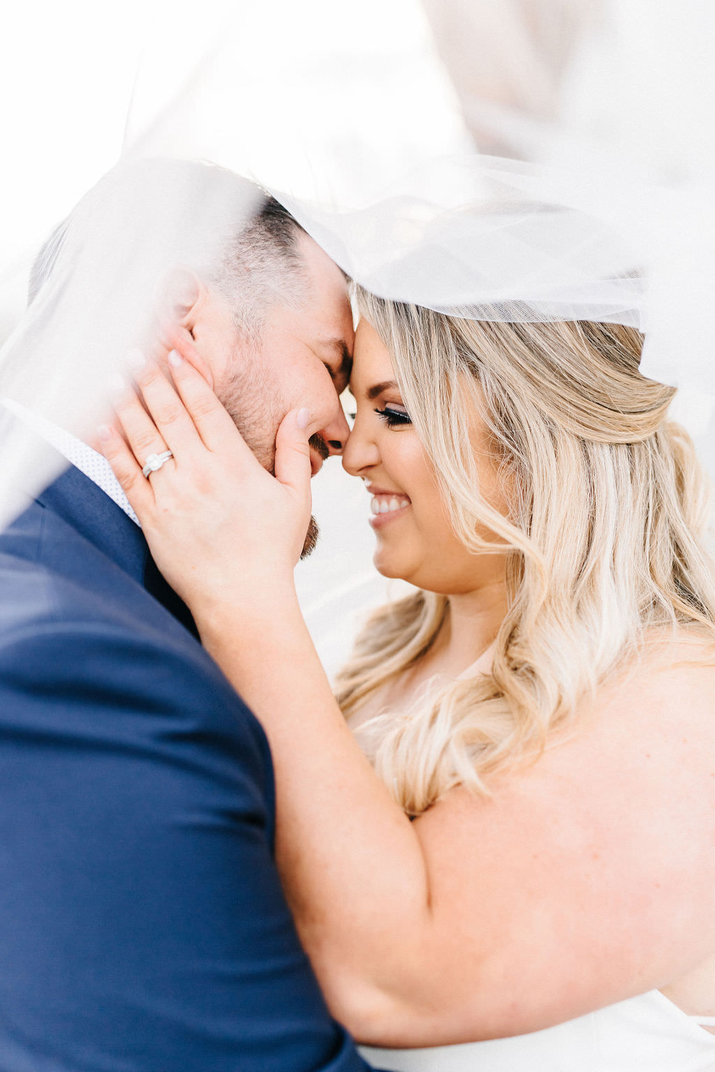 Tampa Bay Bride and Groom Intimate Wedding Portrait with Veil