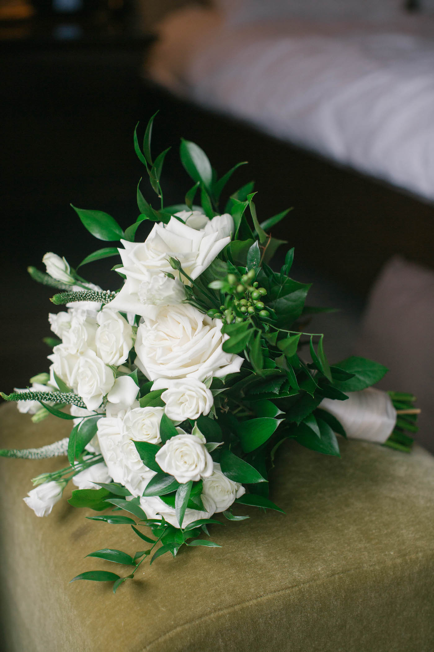 Classic Bridal Bouquet, Timeless Wedding Flowers with White Roses, Ivory Florals and Greenery | Tampa Bay Wedding Florist Bruce Wayne Florals | Wedding Planner Parties A'la Carte