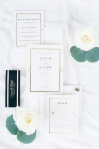 Elegant Classic White and Gold Wedding Invitation Suite | Wedding Photographer Shauna and Jordon Photography