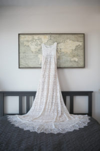 Ivory Delicate Lace Crew Neck Wedding Dress | Wedding Photographer Carrie Wildes Photography
