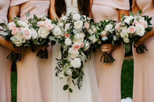 White and Blush Pink Rose and Greenery Bouquets by St. Pete Wedding Florist Monarch Events and Design