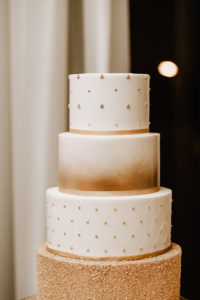 Round Four Tier Wedding Cake with Metallic Gold Embellishment Patterns | Tampa Cake Bakery The Artistic Whisk