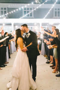 Classic Intimate Bride and Groom Kissing During Sparkler Exit Wedding Reception | Tampa Bay Wedding Photographer Kera Photography