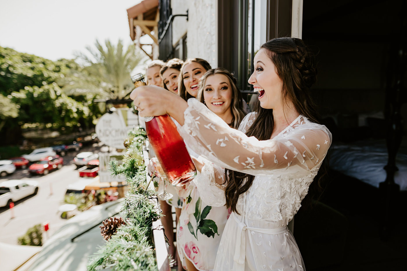 Bride and Bridesmaids Getting Ready and Popping Champange in Hotel | St. Petersburg Wedding Bridal Party
