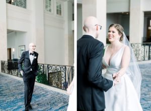 Tampa Groom in Black Tuxedo and Bride in Plunging Neckline Ballgown Wtoo by Watters Wedding Dress | Wedding Photographer Shauna and Jordon Photography | Wedding Hair and Makeup Femme Akoi