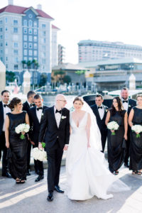 Classic Elegant Bride and Groom with Wedding Party in Black Tie Attire | Wedding Photographer Shauna and Jordon Photography | Wedding Planner UNIQUE Weddings + Events | Tampa Bay Wedding Hair and Makeup Femme Akoi Beauty Studio