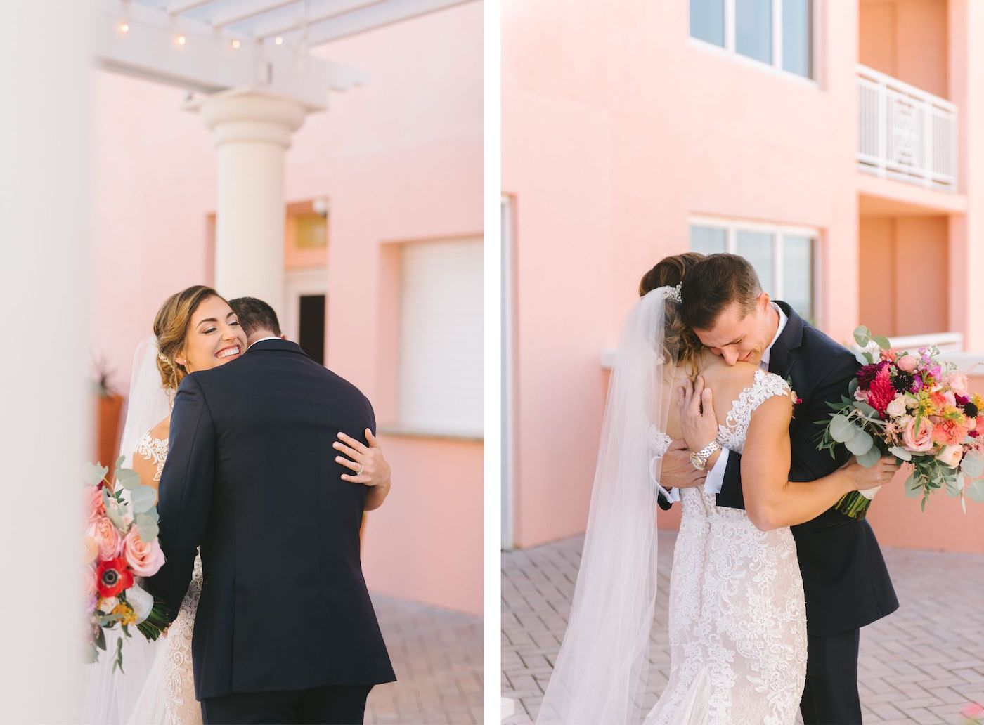Bride and Groom First Look | Clearwater Wedding Venue The Hyatt Regency Clearwater Beach Rooftop | Tampa Bay Wedding Photographer Kera Photography