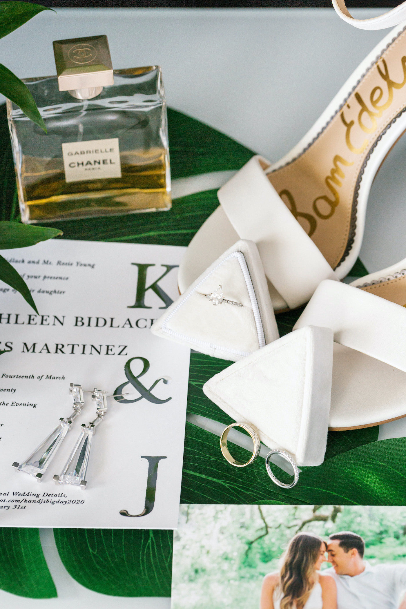 Tampa Wedding Flat Lay Green Monogram | Designer Sam Edelman Heels Bridal Wedding Shoes