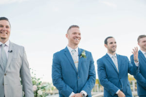 Happy Groom Reaction to Bride Walking Down the Wedding Aisle