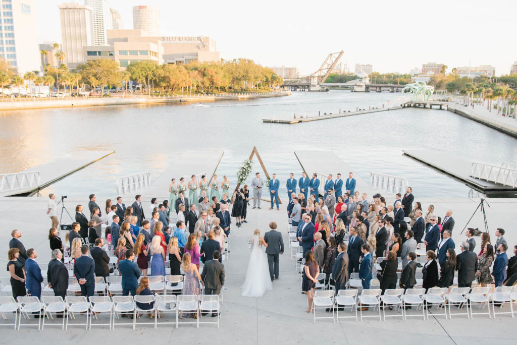 Boho Chic Wedding Ceremony Waterfront Portrait | Wedding Venue Tampa River Center | Wedding Planner Parties A'la Carte