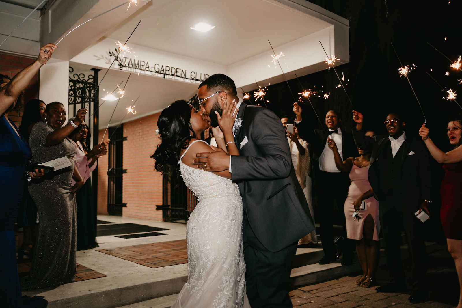 Bride and Groom Send Off Sparkler Exit | Tampa Wedding Venue the Tampa Garden Club