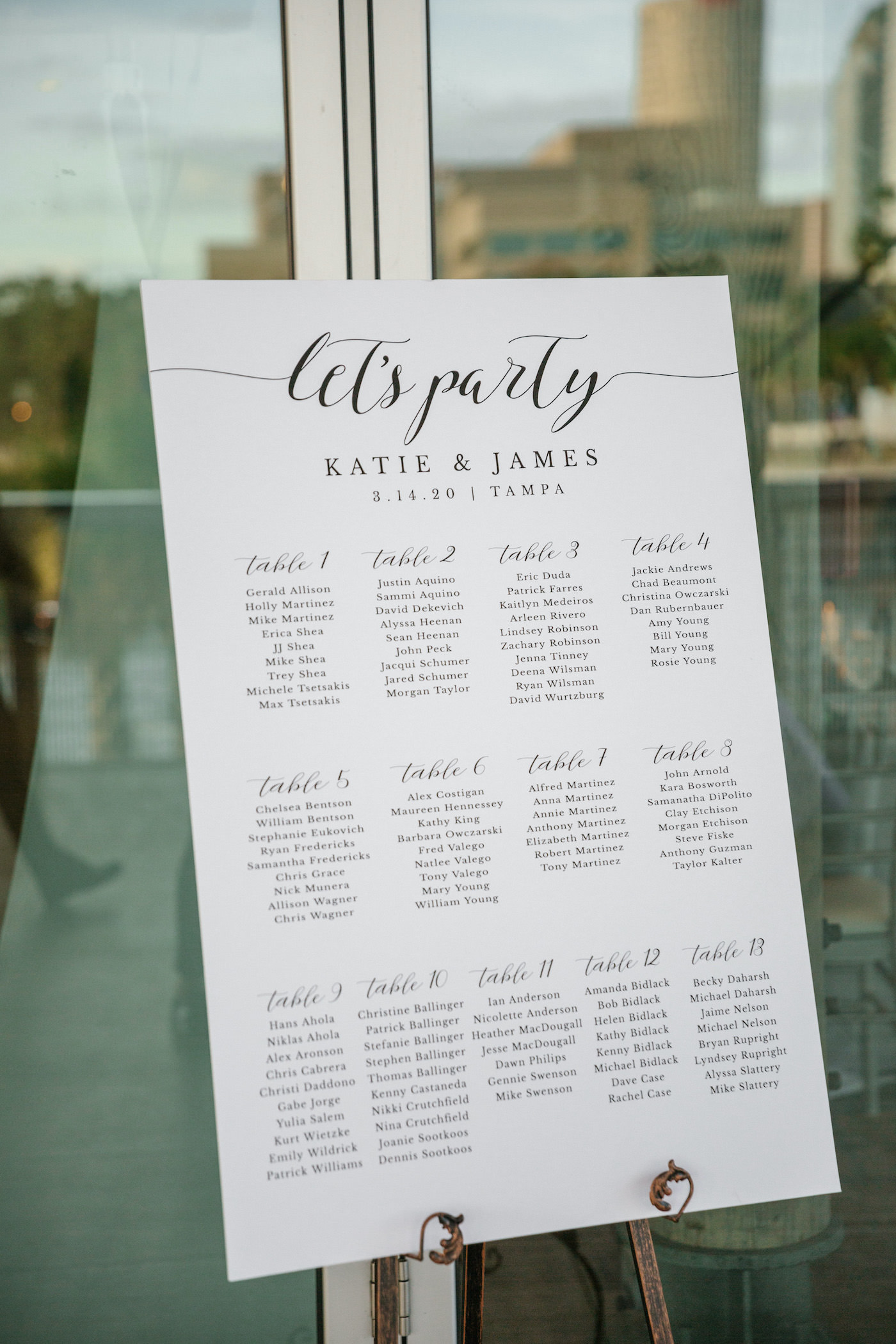 Calligraphy Wedding Seating Chart and Table Numbers