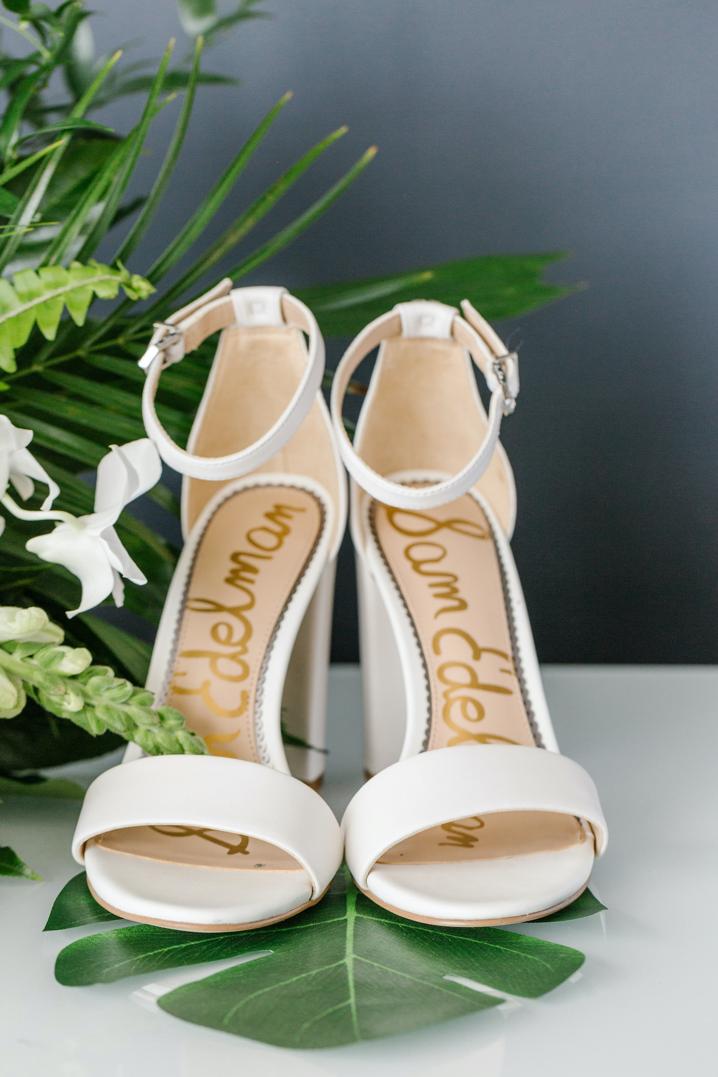 Ivory Designer Sam Edelman Heels Bridal Wedding Shoes with Ankle Straps