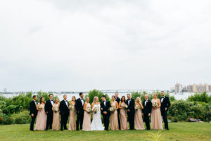 Classic Florida Destination Wedding Party, Bridesmaids in Gold Mix and Match Dresses, Romantic Bride and Groom | Sarasota Wedding Planner NK Weddings