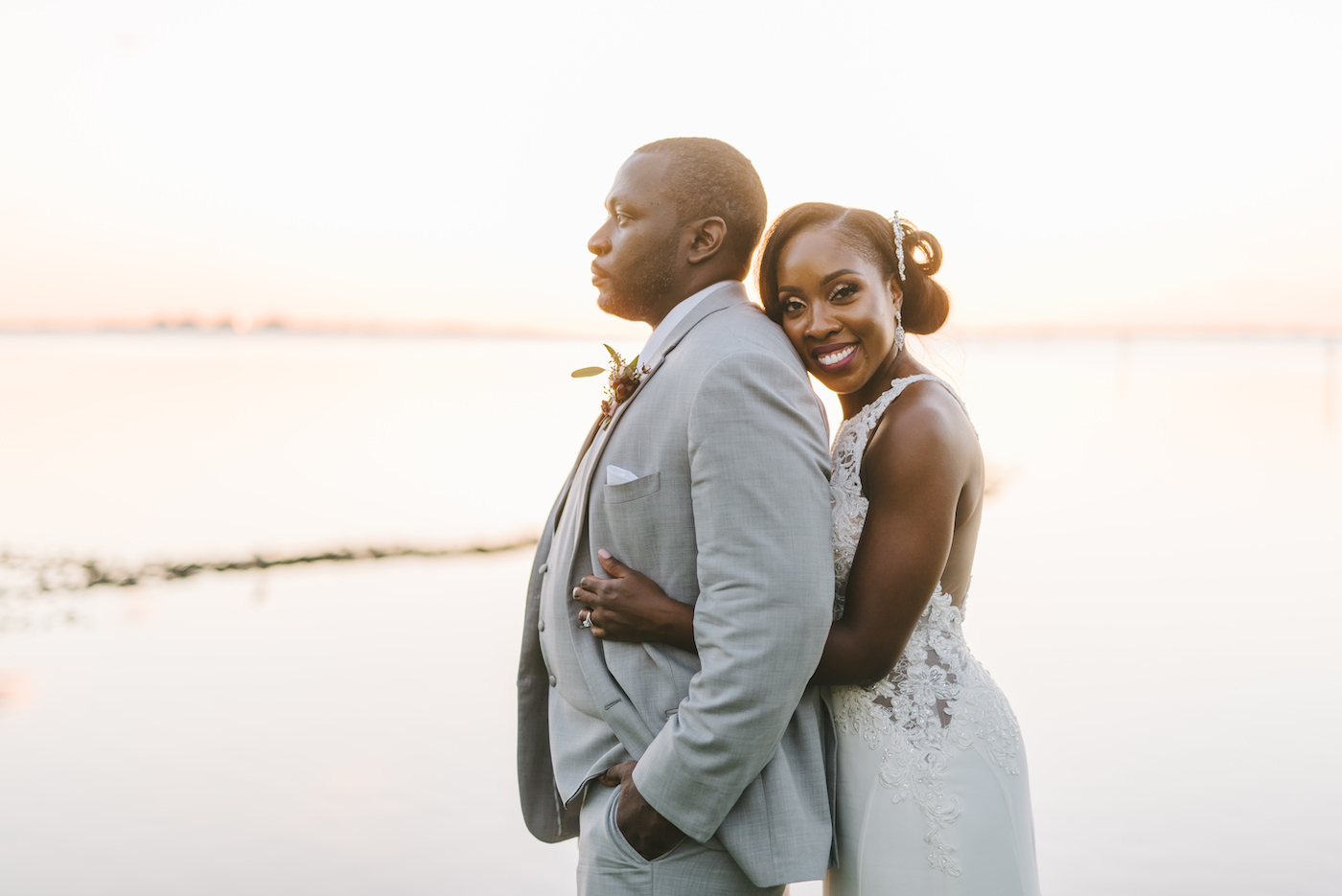 Sarasota Bride and Groom Intimate Embrace on Shores of Gulf Coast | Florida Wedding Photographer Kera Photography