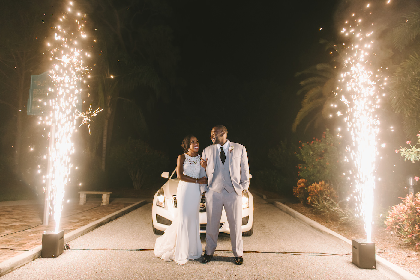Sarasota Bride and Groom Sparkler Fountain Lighting Wedding Exit Spark Wedding Events | Florida Wedding Photographer Kera Photography | Tampa Bay Wedding Planner Special Moments Event Planning