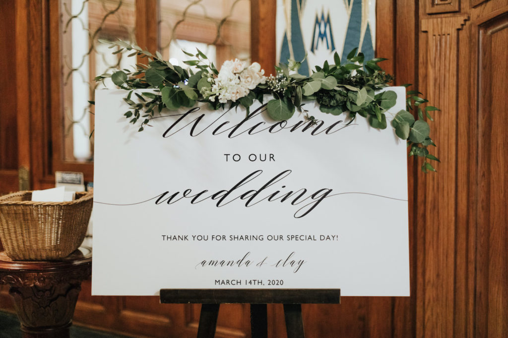 Classic Wedding Ceremony Decor and Welcome Signage, Timeless Ivory Florals with Greenery, Welcome To Our Wedding Thank You For Sharing Our Special day, Pi Day Wedding March 14 | Tampa Wedding Planner Blue Skies Weddings and Events