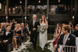 Bride Walking Down the Ceremony Aisle | Unique, Historic Downtown St. Pete Wedding Venue Station House