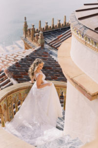 Modern Day Fairytale Florida Bride, Wearing Dress Shop and Designer  Isabel O’Neil Bridal, Galia Lahav, Hair and Makeup by Femme Akoi Beauty Studios, at The Ringling Museum Waterfront Belvedere Tower at the Ca’ d’Zan | Sarasota Wedding Planner NK Weddings