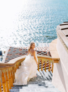 Romantic, Modern Florida Bride At Ca'd'Zan Ringling Mansion Belvedere Tower | Sarasota Wedding Planner NK Weddings