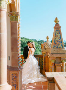 Romantic, Modern Florida Bride and Groom At Ca' d'Zan Ringling Mansion Belvedere Tower | Sarasota Wedding Planner NK Weddings