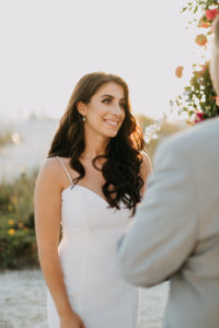 Simple Natural Loose Curls Bridal Hairstyle | Spaghetti Strap Casablanca Ivory Simple Slip Wedding Dress Bridal Gown | Amber McWhorter Photography
