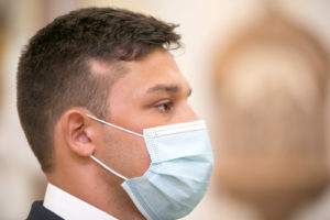 COVID Wedding Coronavirus Pandemic | Groom wearing Face Mask