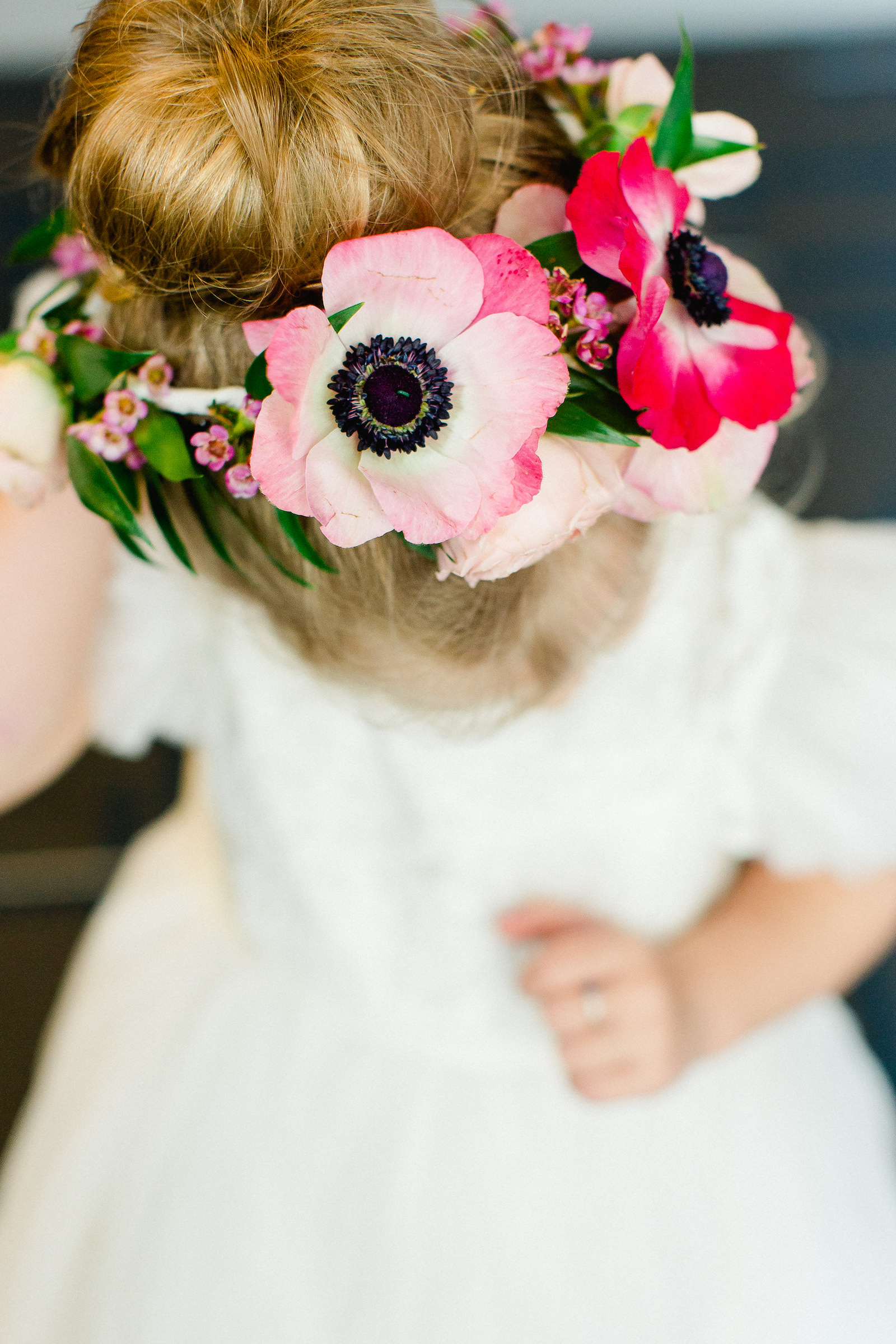 Pink Fuchsia Anemone Floral Headband Halo for Flowergirl | Wedding Flowergirl Head Piece