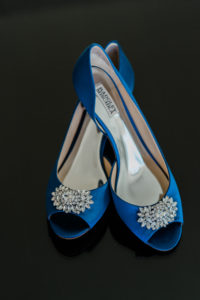 Something Blue Wedding Bridal Shoes | Rhinestone Peep Toe Badgley Mischka Bridal Heels Pumps