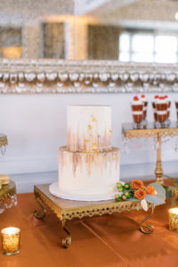 Two Tier Brushed Gold Leaf Fondant Wedding Cake by The Artistic Whisk