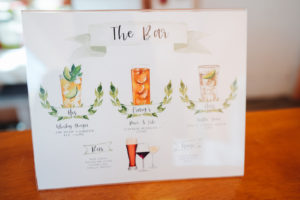 Modern Minimalism Wedding Decor and Watercolor Cocktail Hour Signage | Florida Wedding Planner Special Moments Event Planning