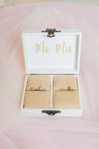 COVID Wedding Tampa Ring Box Blush White Burlap Mr and Mrs | Wedding Photography Ring Shot