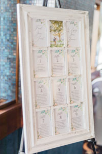Vintage Window Frame Seating Chart | Blush Pink and White Floral Wedding Table Cards