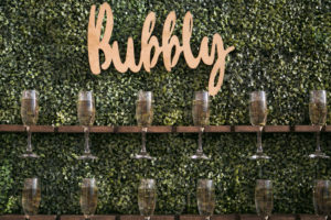 Elegant Modern Greenery Bubbly Champagne Wall | Tampa Bay Wedding Planner Coastal Coordinating | Wedding Venue Hyatt Regency Clearwater Beach | Wedding Rentals Outside the Box