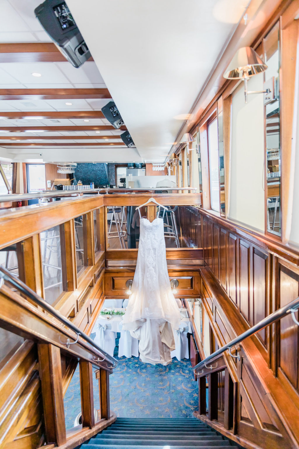 COVID Wedding Tampa Yacht Starship | Wedding Dress Hanger Shot | Lace Strapless Sweetheart Bridal Gown Wedding Dress