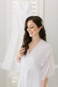 Tampa Bride Getting Wedding Ready Photo in White Robe