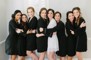Tampa Bride and Bridesmaids in Black Robes Getting Wedding Ready Photo
