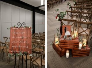 Rustic Inspired Florida Wedding Ceremony at Armature Works The Social Room , DIY Wooden Welcome Signage "Marry the one who gives you the same feeling you get when you see food coming at the restaurant" | Tampa Bay Wedding Photographer Lifelong Photography Studio | Tampa Heights Wedding Planner and Day of Coordinator Special Moments Event Planning